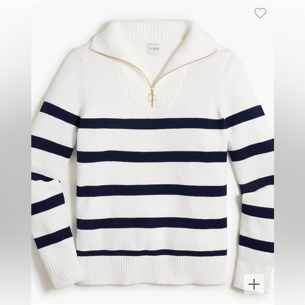 J. Crew White and Navy Striped Sweater